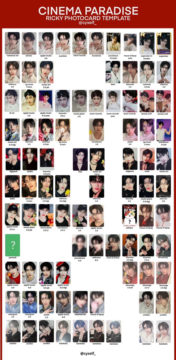 ZB1 RICKY CINEMA PARADISE - full photocard template - sorted by