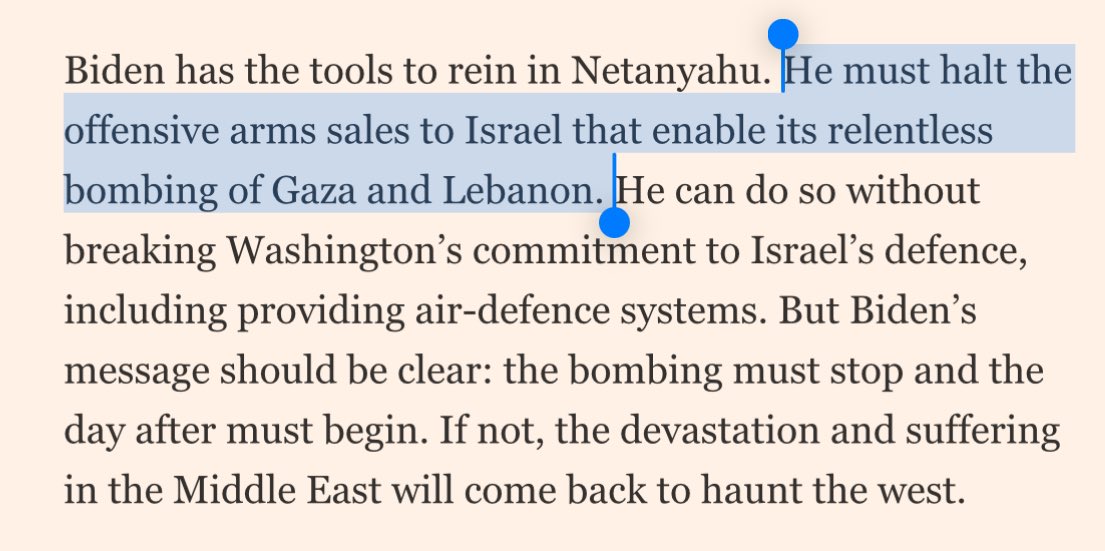 Writers Against the War on Gaza (@wawog_now) on Twitter photo The <a href="/FT/">Financial Times</a> has called for an arms embargo; the <a href="/nytimes/">The New York Times</a> has not. The <a href="/FT/">Financial Times</a> has called for an arms embargo; the <a href="/nytimes/">The New York Times</a> has not.