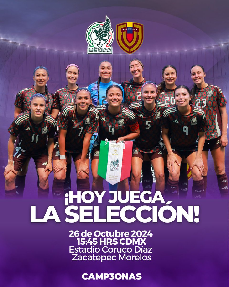 ¡Es hoy! ¡Es hoy! No te pierdas el partido de @miseleccionfem vs Venezuela hoy a las 3:45 pm (Horario CDMX) sintoniza el partido por @tudnmex