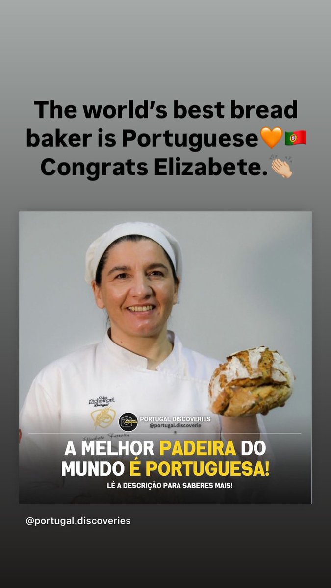 The world's best #bread baker is Portuguese Congrats Elizabete.

#portugal #pão #worldsbest 🇵🇹🙌🏼
