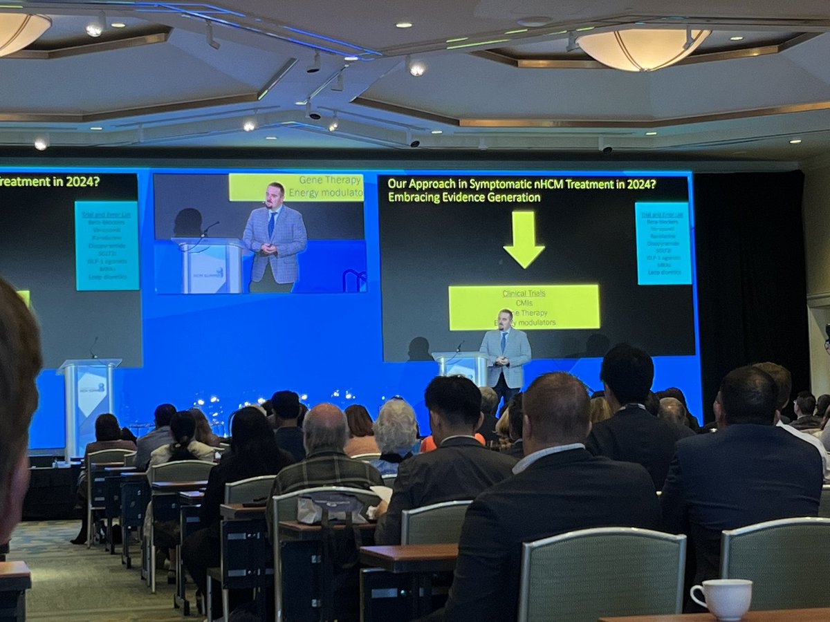 The future is bright for #HCM patients 🫀👩🏼‍🤝‍👨🏽 
<a href="/MasriAhmadMD/">Ahmad Masri</a> walks us through the future medical therapies for nonobstructive HCM at #HCMSummit8 
What an incredible time to be part of this journey!