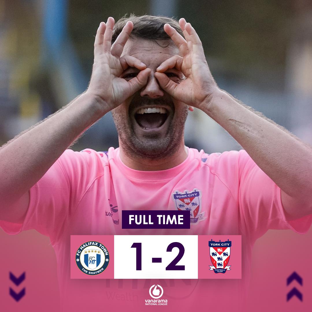 YorkCityFC's tweet photo. ⌚️ FULL TIME | CARNAGE IN THE CLOSING MINUTES!

This team does not quit!

1-2 | #YCFC 🔴🔵