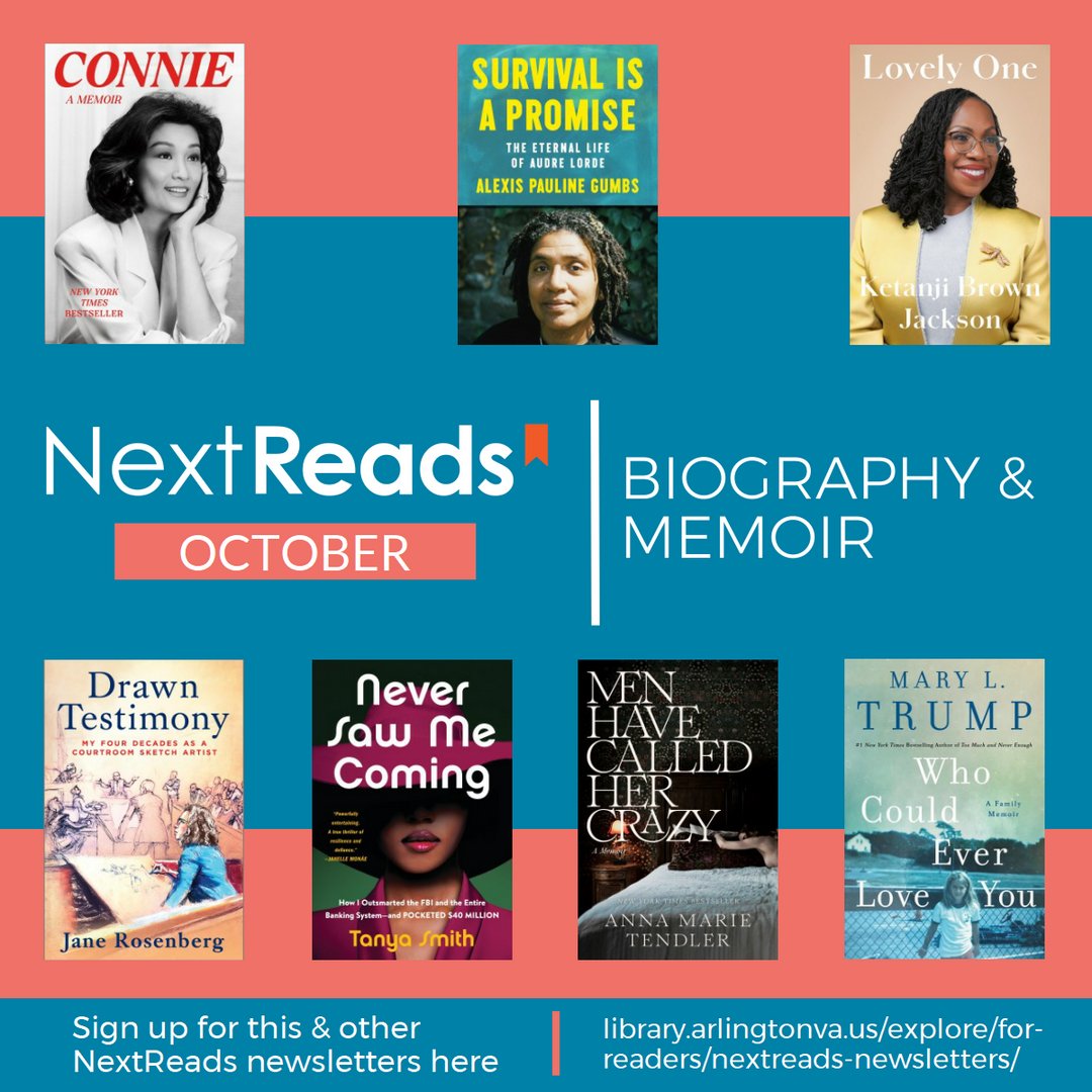 Do you get our NextReads newsletters?

We send out monthly emails with the latest titles and backlist gems.

We recently sent out our Biography and Memoir list. Did you get it?

Sign up for your favorite genres, topics, and age ranges today! 

library.arlingtonva.us/explore/for-re…
