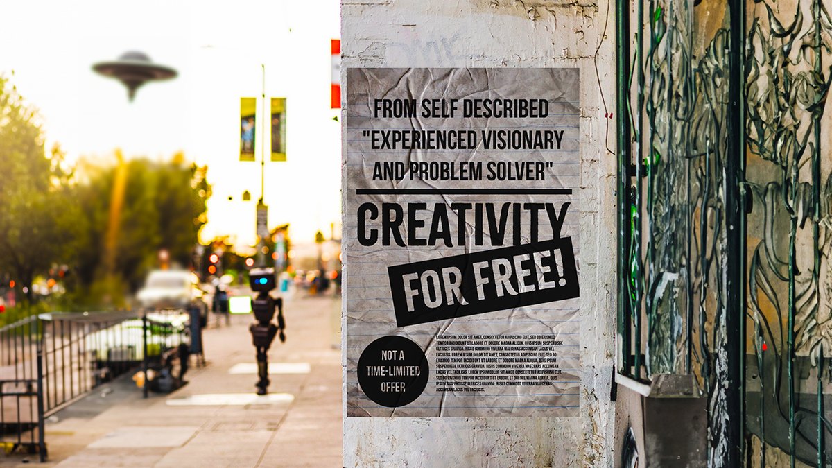 “How much creativity do you want?” “Yess!!”

The most valuable things in life cannot be bought - love, happiness, nature. I just realized two other things that cannot be bought either: experience and creativity.

It started with a LinkedIn post regarding the agency model. To get