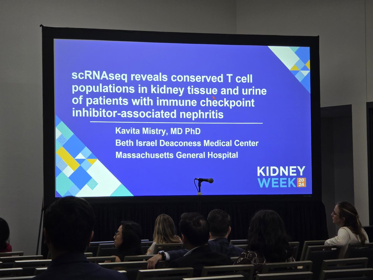 American Kidney Fund (@kidneyfund) on Twitter photo <a href="/ASNKidney/">American Society of Nephrology</a> Dr. Kavita Mistry, Beth Israel Deaconess Medical Center, presenting “Single-Cell RNA Sequencing Reveals Conserved T Cell Populations Detected across Inflamed Kidney Tissue and Urine of Patients with Immune Checkpoint Inhibitor-Associated Nephritis” View: asn-online.org/education/kidn… <a href="/ASNKidney/">American Society of Nephrology</a> Dr. Kavita Mistry, Beth Israel Deaconess Medical Center, presenting “Single-Cell RNA Sequencing Reveals Conserved T Cell Populations Detected across Inflamed Kidney Tissue and Urine of Patients with Immune Checkpoint Inhibitor-Associated Nephritis” View: asn-online.org/education/kidn…