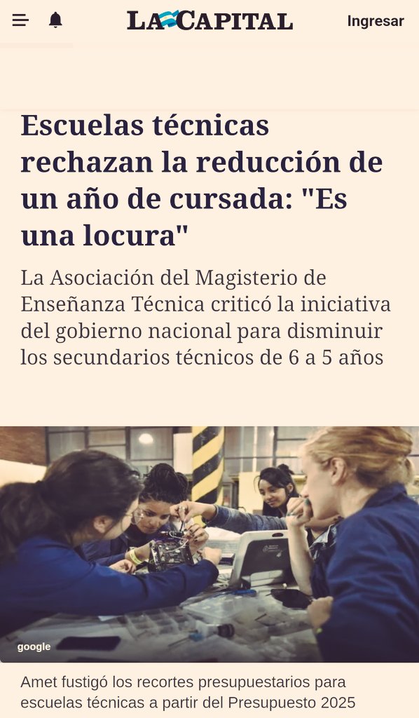 BiondiniCesar's tweet photo. Las escuelas técnicas rechazan plan del régimen para eliminar un año de cursada y suprimir talleres. La iniciativa fue planteada por Torrendell, responsable del desguace de la Educación. Los directivos de los establecimientos compararon este proyecto con el accionar del menemismo, que diezmó por largo tiempo la formación técnica en el país. Los libertarios buscan destruir todo.