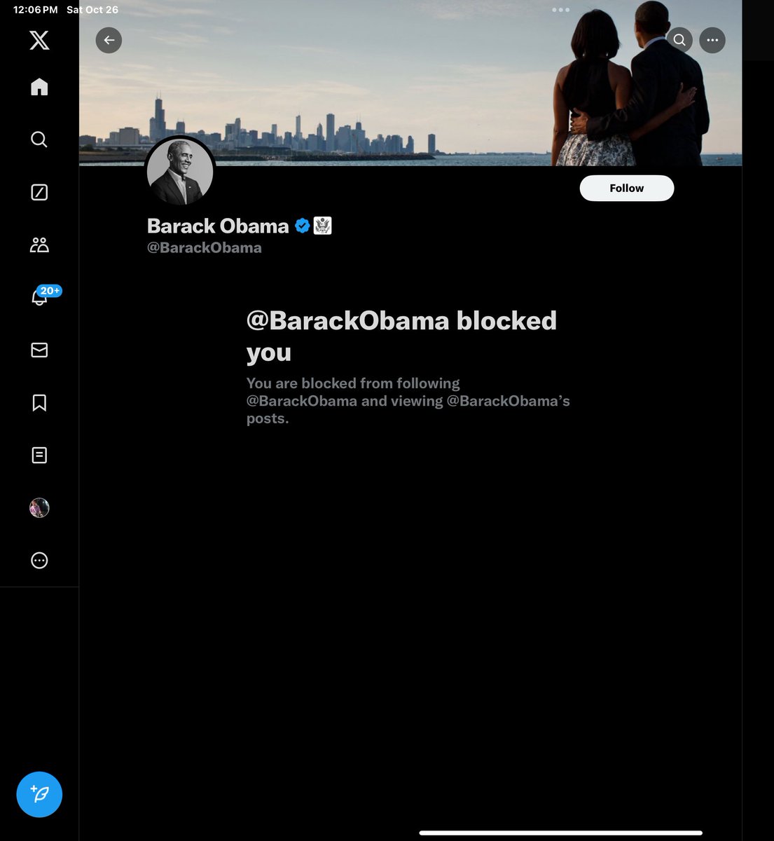 WDKIV's tweet image. I still take great pride in this. Blocked when the account was @potus sometime around 2012.