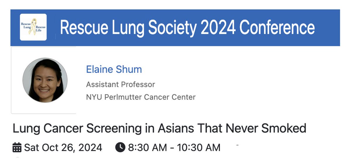 Massive shout-out to Dr. Elaine Shum for her commitment to changing how we talk about #lungcancer.

At Rescue Lung, she consistently used “people without a smoking history” instead of “non-smokers” throughout her presentation on her research in screening Asian women without a