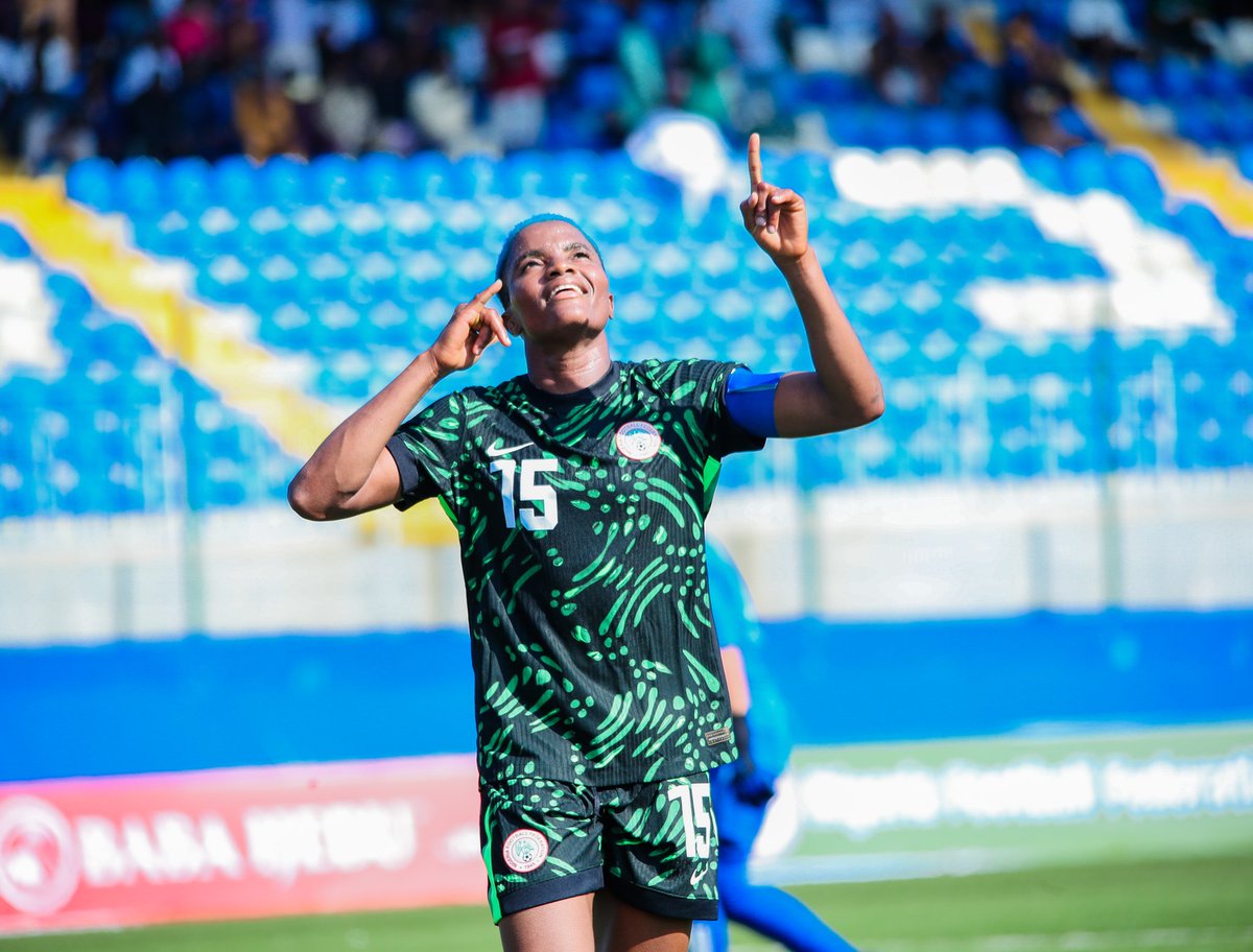 NGSuper_Falcons's tweet photo. 🏁 FULL TIME! in Ikenne 📍

Nigeria 🇳🇬 2-0 Algeria 🇩🇿 

⚽⚽Rasheedat Ajibade 21', 45+2'

What a solid display against the foreign based dominated Wafcon bound Algerian side. We go again on October 29, at Onikan Stadium 

#SoarSuperFalcons #NGAALG https://t.co/RyfiLPtPLw