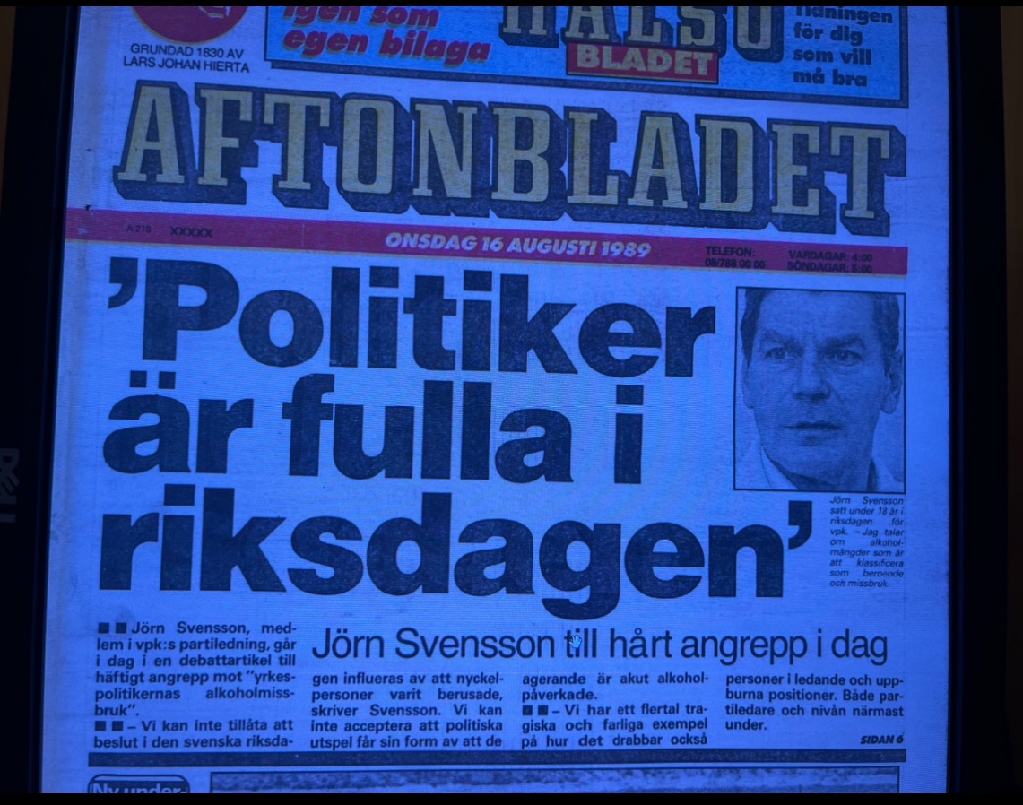 Jörn Svensson om riksdagen (1989)