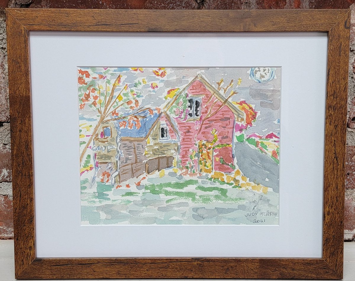 "Haunted Millbury Fire Barn" watercolor by Judy Murphy! Part of our pop-up Macabre Halloween art show! Today's the last day, come out to see it. I'm here extended hours today, until 5pm! #Halloween #halloween2024 #spooky