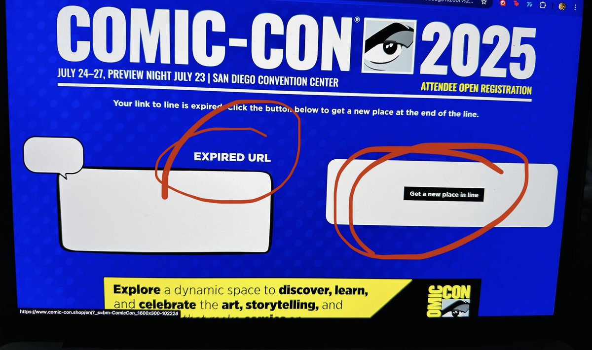GLilianas's tweet photo. @SD_Comic_Con was IN, was being directed to the portal, got the services is down error and now got this… this is TOTAL BS 🤬😭😤 https://t.co/Q3wrYB5VNy