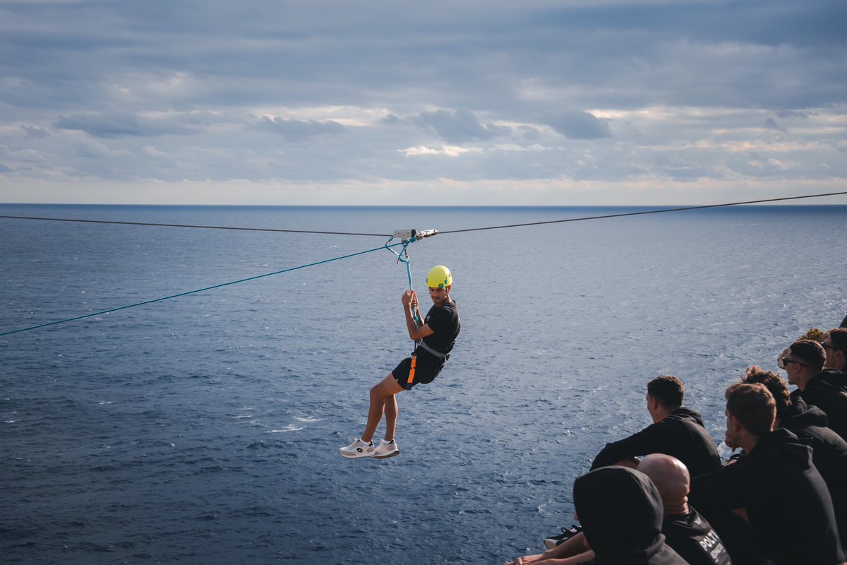 0xRogueAlpha's tweet photo. POV: when you ask riders not to do risky sports during their free time... ⚠️

Also us: Zip line session during our training camp in Malta🧗‍♂️

Enjoying some spectacular days at Visit Malta , where team buildings become a fundamental value 🏝️🙌🇲🇹

📸 @mauri_borserini https://t.co/Q4gaY6OhRe
