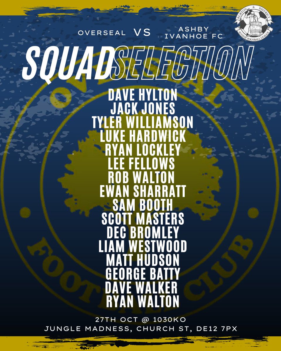 Your Overseal Squad for tomorrow 😍😍

Home at Jungle Madness. Again if anyone can come to watch, you won't find a closer experience to support grassroots football.

💙💙