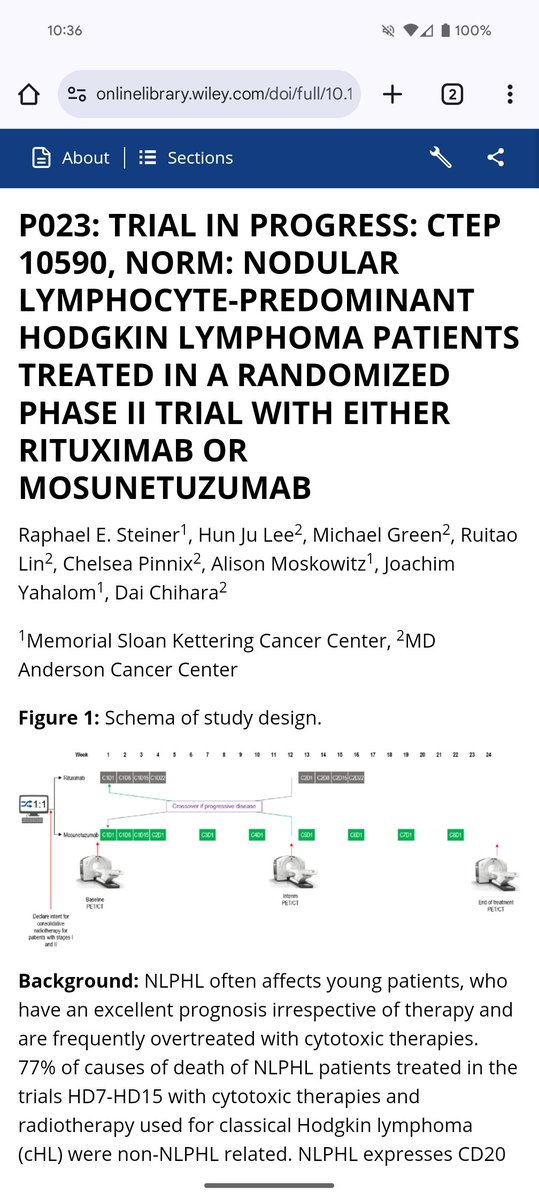 Clinical trial protocol presented by Dr. Steiner at #ISHL13: randomized trial of rituximab versus mosunetuzumab in first-line stage IB to IV NLPHL. #lymsm #NLPHLsm