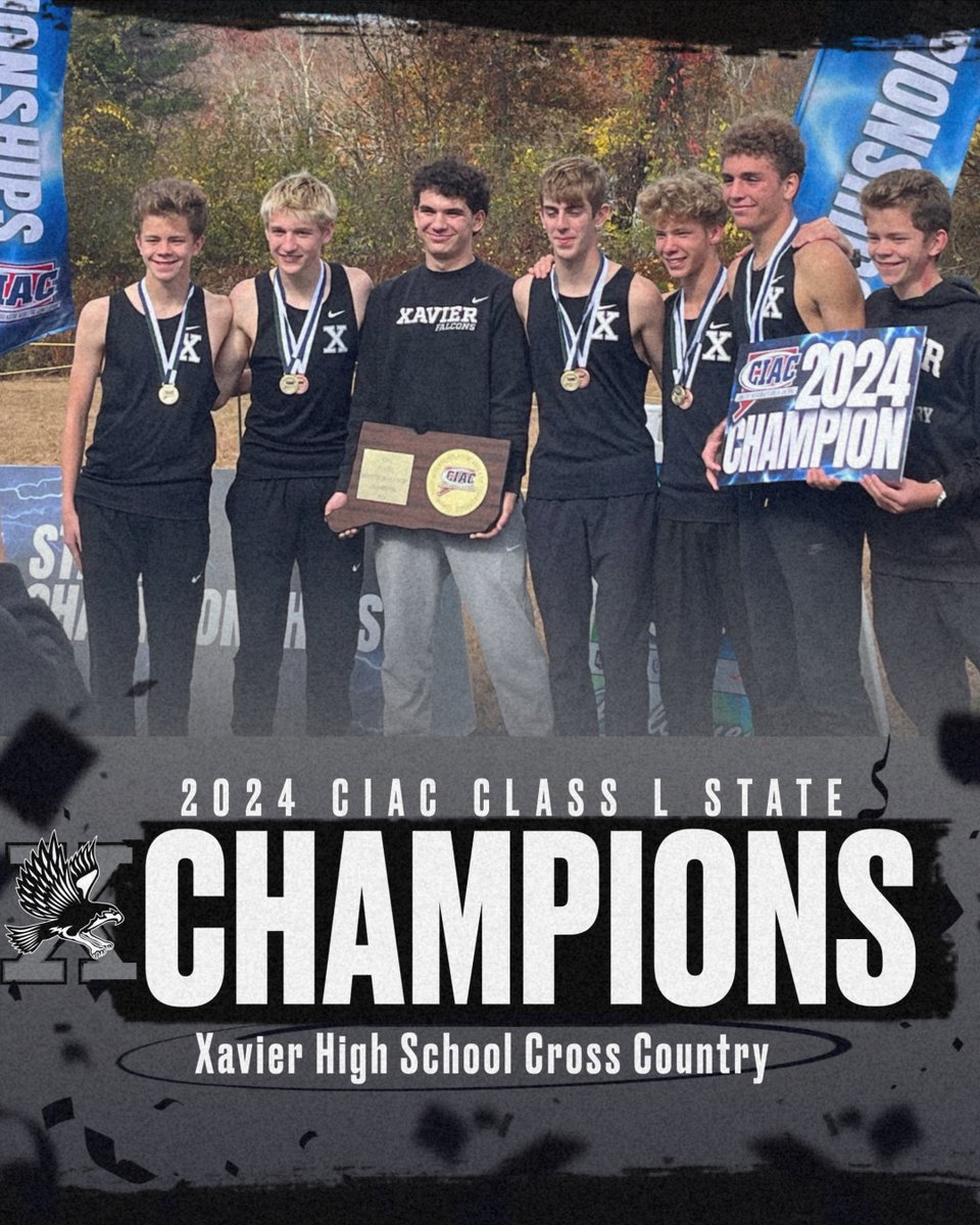athleticsXHS's tweet photo. For the SIXTH consecutive year, the Cross Country team is your Class L CIAC State Champions.  Led by Owen Martin's 3rd place finish the team will once again leave Wickham Park as champs.  Next Up: State Open on Thursday.

#ThisisXavier
#TraditionMatters
#ctxc https://t.co/RD8dJy7IyV
