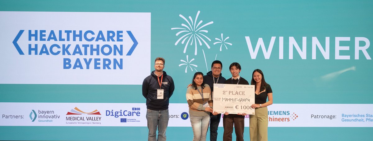 medicalvalley's tweet photo. 🎉The Healthcare Hackathon Bayern ended today with the grand finale: all teams pitched their solutions to the jury and the three winning teams Flora, Mammutgraph &amp; M-PATH were chosen🏆✨
Thank you all for hacking for healthcare🙌
@StMGP_Bayern @SiemensHealth #Bionorica @Brainlab https://t.co/zxjDoK2Fn8