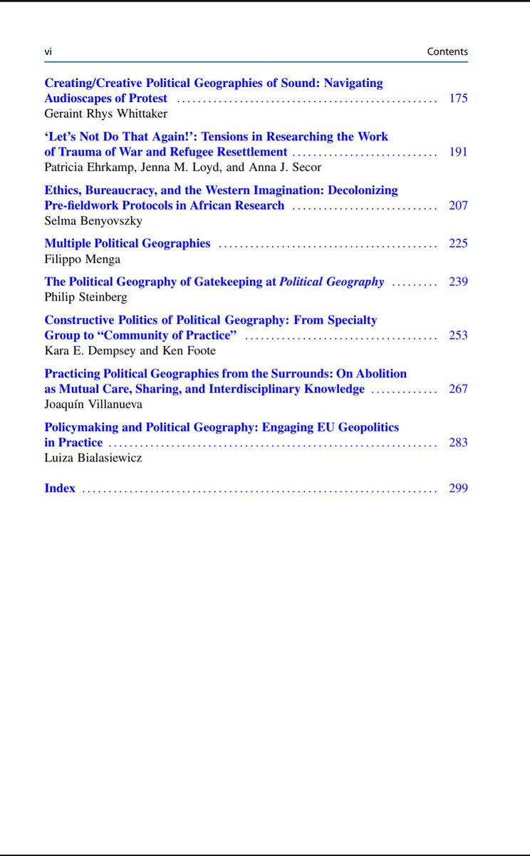 Pleased to share the table of contents and the generous endorsements that we've received for the book Political Geography in Practice, out in less than a month. Here is its webpage: link.springer.com/book/10.1007/9…