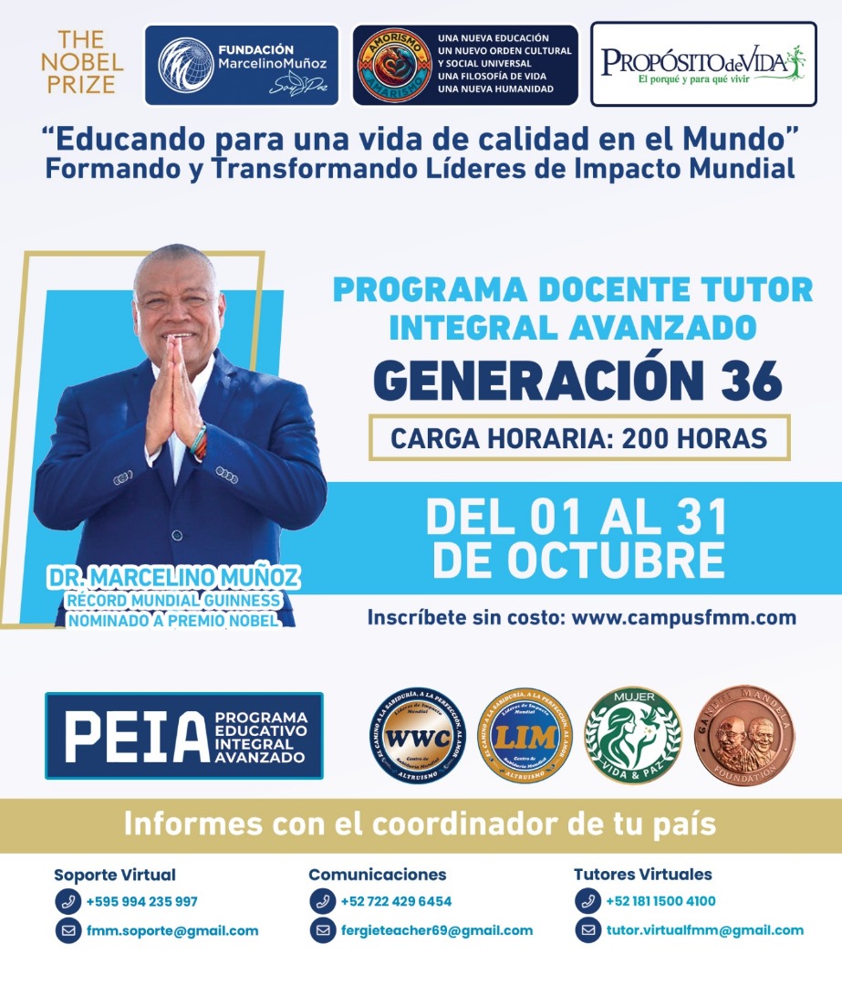 Bienvenidos docentes COPRUMH a la nueva Generación del Programa Educativo Integral Avanzado , siga estos pasos:
*Ingrese al link arriba indicado
g36.campusfmm.com/registro/
*Complete el formulario, cree un usuario y contraseña, se sugiere utilizar el número de identificación personal