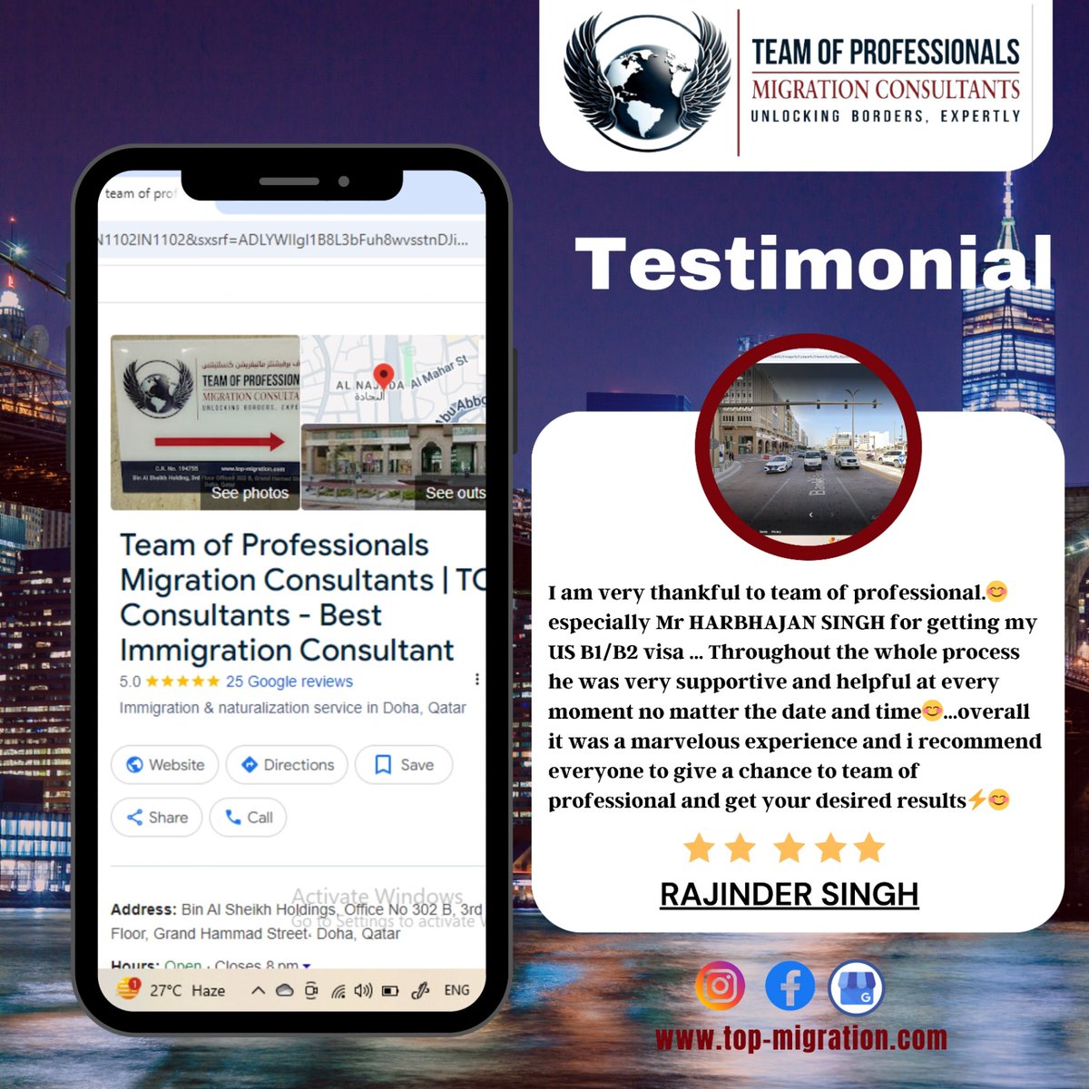 topmconsultants's tweet image. 🌟 Client Success Story - Rajinder Singh 🌟

🚀 Make your visa dreams a reality with expert assistance from Top Migration!
For dedicated support and proven results, trust the professionals who care about your success.

📞 Contact Us Today!
#TopMigration #VisaExperts #USVi

4o