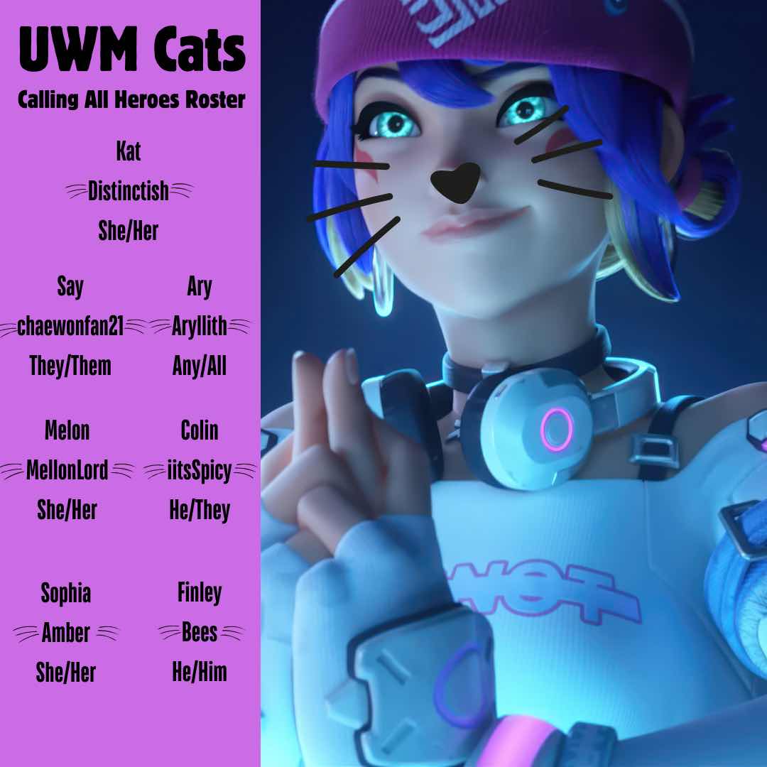 T-1 Hour until we have two teams represent in the Overwatch Calling All Heroes Tournament!
Our first team is the Cats! Featuring players from both our Gold and Black teams!

Check them out live at twitch.tv/risingcord or twitch.tv/iitsspicy today at 1pm!

🎨by <a href="/seebummy/">seebum</a>