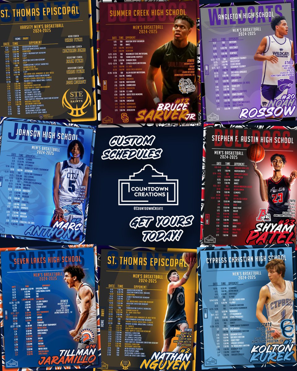 Want a custom Player or Team Schedule for the upcoming basketball season?🏀Designed by <a href="/CountdownCreate/">Countdown Creations</a>, it's the perfect tool to keep coaches and recruiters in the loop!📅We create them for players, schools, and teams.

DM us to get yours today!
