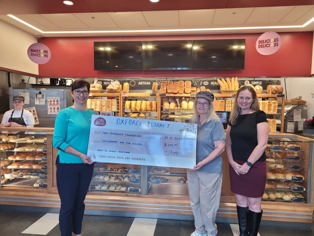Thank you, COBS Bread Oxford Market, for supporting the Foundation through your Back-to-School initiative. We are truly grateful to everyone who purchased a loaf (or 2) of the High Fiber White bread. Because of your support, COBS generously donated $605 to benefit our community.
