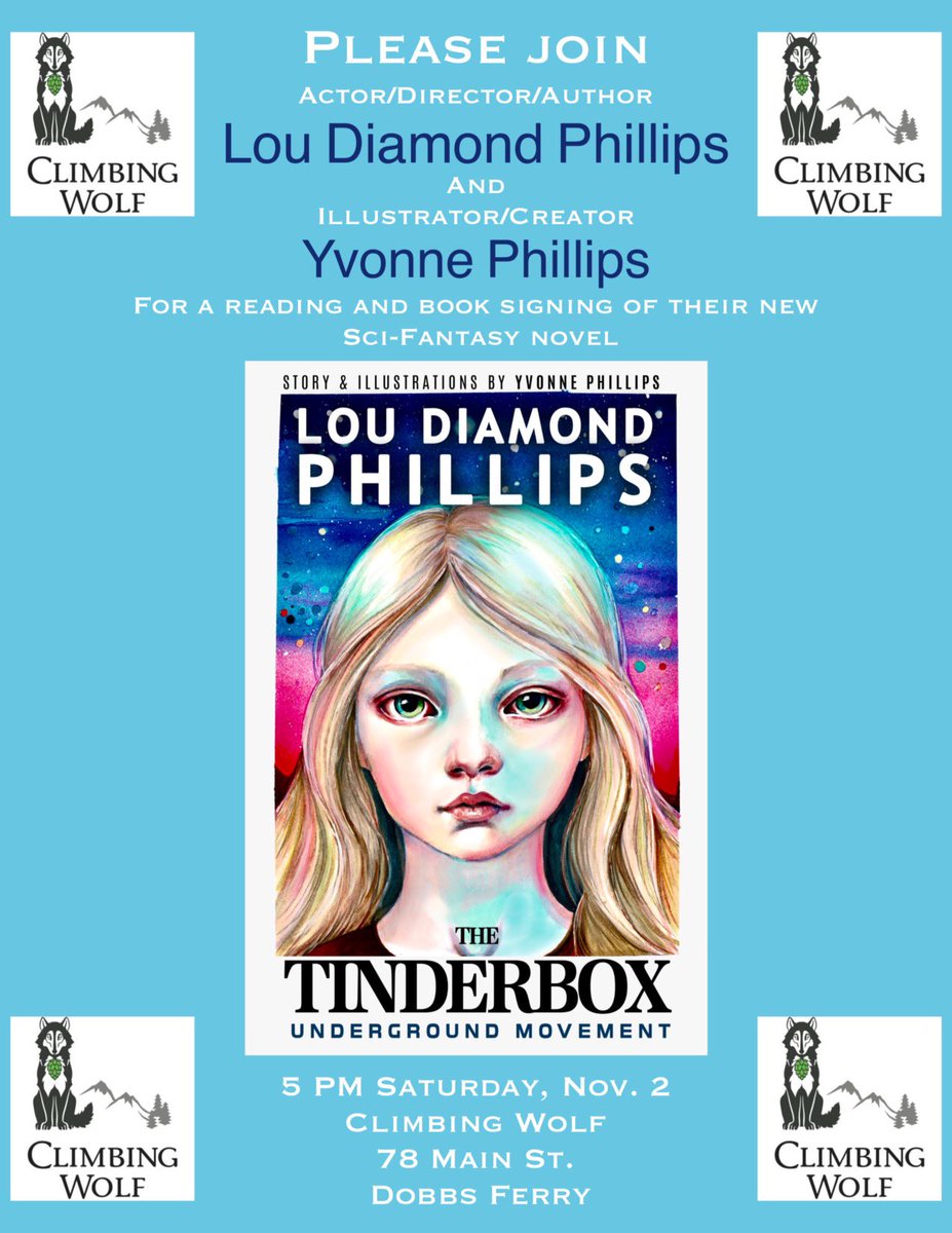 LouDPhillips's tweet photo. Here it is, folks, for those who asked! One week from today we’ll be signing advanced copies of ‘The Tinderbox: Underground Movement.’ I’ll also do a brief reading! If you’re around the River Towns, come join us! The book releases Nov 19. @YMPhillips @AethonBooks https://t.co/APIQ7Puoxh