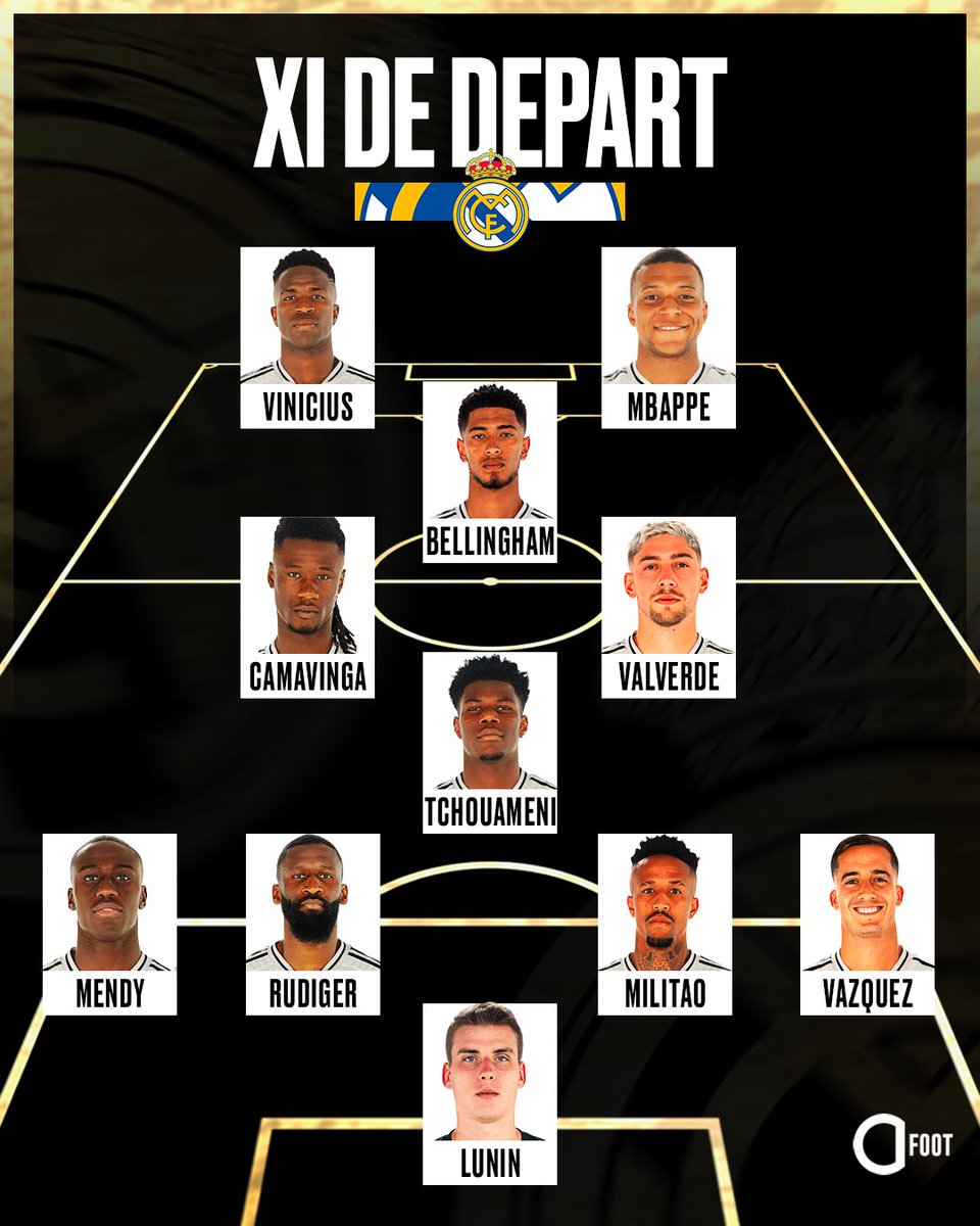 🚨 OFFICIEL ! 𝗟𝗔 𝗖𝗢𝗠𝗣𝗢𝗦𝗜𝗧𝗜𝗢𝗡 𝗗𝗨 𝗥𝗘𝗔𝗟 𝗠𝗔𝗗𝗥𝗜𝗗 𝗙𝗔𝗖𝗘 𝗔𝗨 𝗙𝗖 𝗕𝗔𝗥𝗖𝗘𝗟𝗢𝗡𝗘 ! 🤍

Premier Clasico pour Kylian Mbappé aligné devant avec Vinicius Junior, futur Ballon d’Or lundi.

Derrière, Carlo Ancelotti opte pour un milieu en losange avec Jude