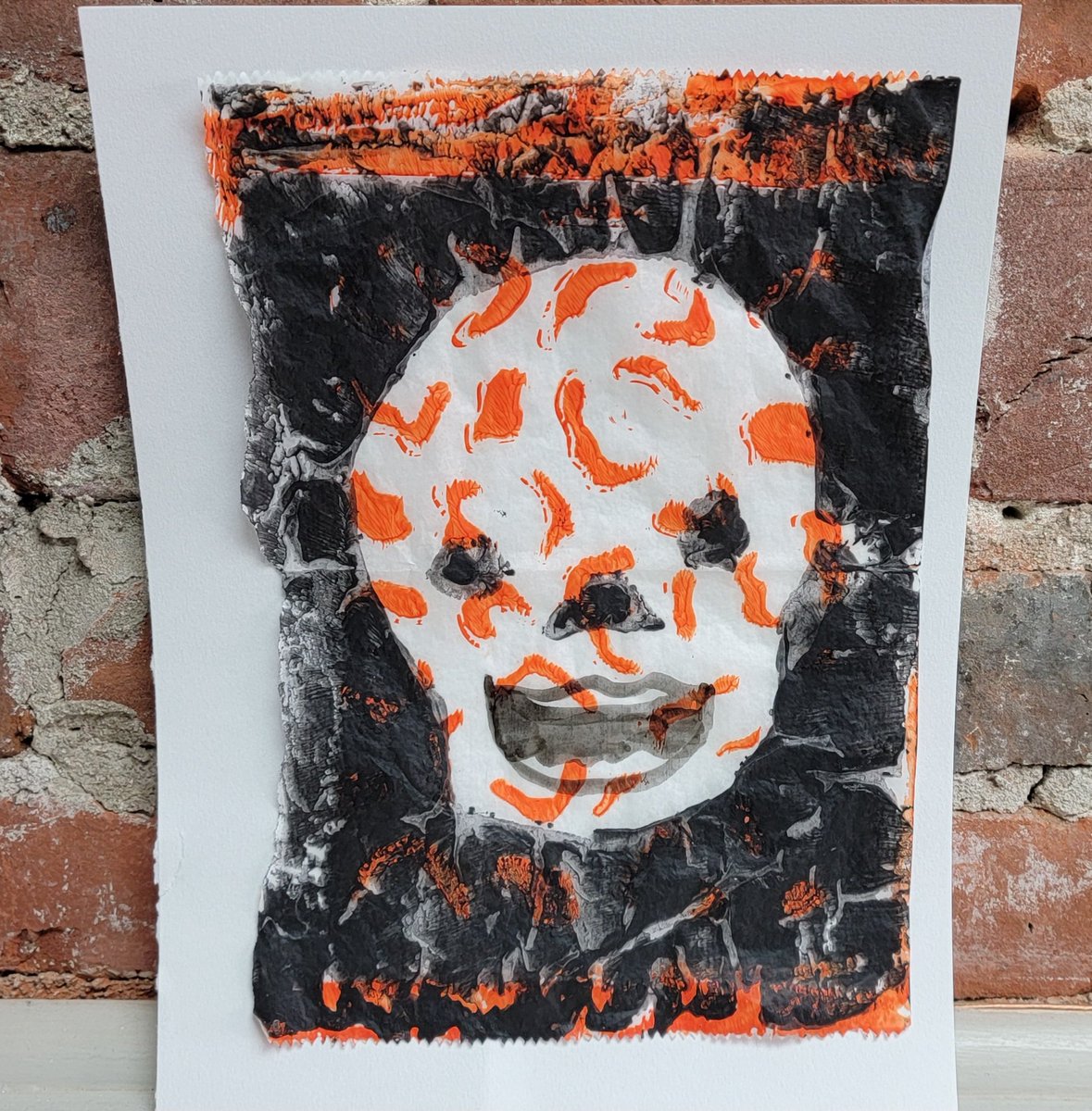 "Happy Halloween" Spooky print by Anayah! Part of our pop-up Macabre Halloween art show! Today's the last day, come out to see it. I'm here extended hours today, until 5pm! #Halloween #halloween2024 #spooky