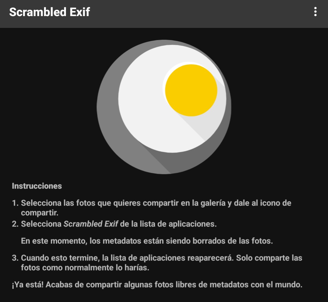 _Ninhack's tweet photo. Los metadatos de las fotos e imágenes que tienes en tu teléfono móvil son huellas que dicen cómo, dónde y cuándo se realizó.

Describen el contenido de la foto e identifican el dispositivo que la hizo.

Limpia tus fotos de metadatos antes de compartirlas, con Scrambled Exif app https://t.co/jbKSOzkKDs