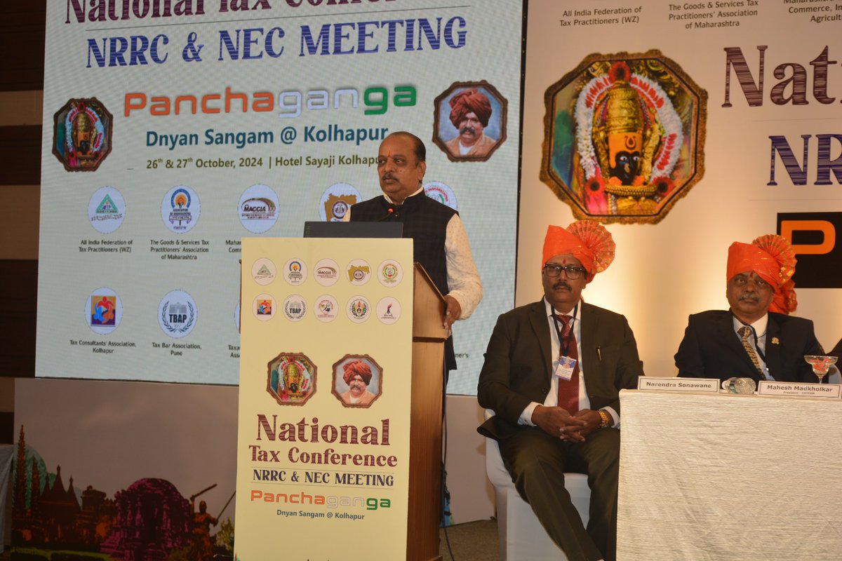 Gandhi_Lalit_'s tweet photo. @narendramodi @PMOIndia @AmitShah @AmitShahOffice @BJP4India @nsitharaman @nsitharamanoffc @cbic_india 
Today Inaugarated National Tax Conference organised by AITPF and @macciamumbai at Kolhapur. 
National President Narayan Jain. NVP Vinayak Patkar. Samir Jani. Anil Mathur. Narendra Sonavne. Past Presi. P.C.Joshi.  Nikita Badheka. Shriniwas Rao. Arun Baheti. Dhiraj Shah. And Dignitaries from across India attended this important Conference.