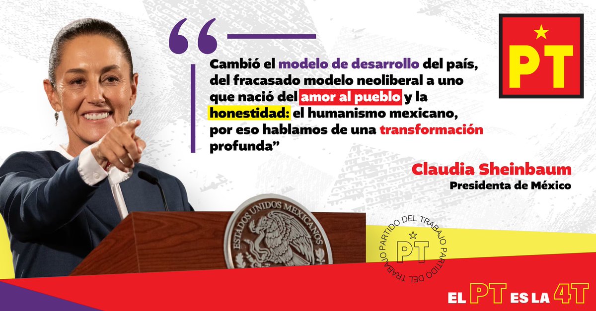 Cambió el modelo de desarrollo del país, del fracasado modelo neoliberal a uno que nació del amor al pueblo y la honestidad.

#PTesla4T #PTJalisco