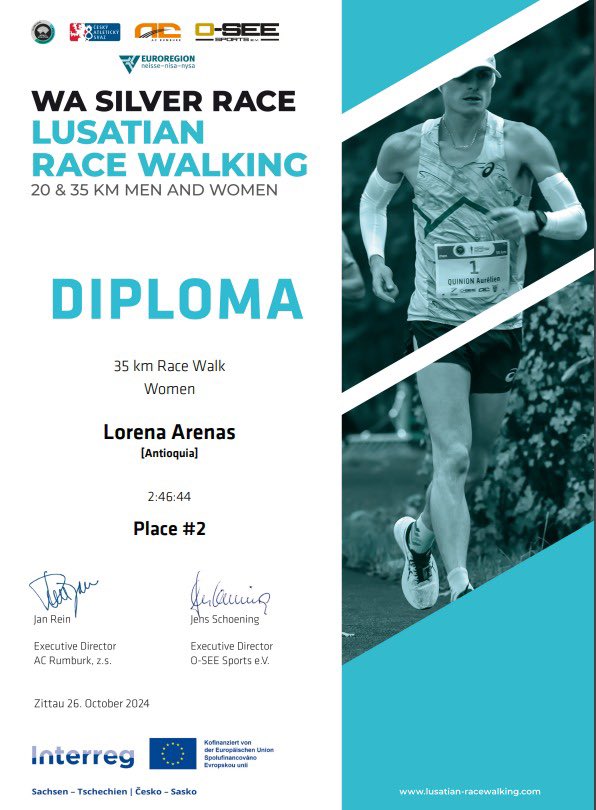 ✨Feliz por lograr el objetivo de clasificar en la prueba de 35km marcha al mundial de atletismo en Tokyo 🇯🇵2025 con récord de Colombia 🇨🇴 un tiempo de 2 horas 46.44.Una prueba muy retadora de largo aliento, de mucha paciencia y fortaleza mental. 
 Ya estamos listos para el