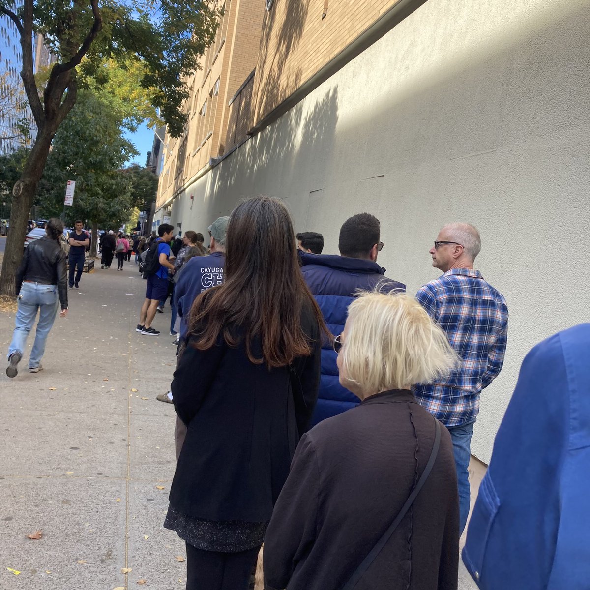 I’ve lived in NYC since 1988, and NEVER have I had to wait in line to vote! All I can say is WOW! They say it’s about an hour wait…listening to the #sistersinlaw podcast while I wait!