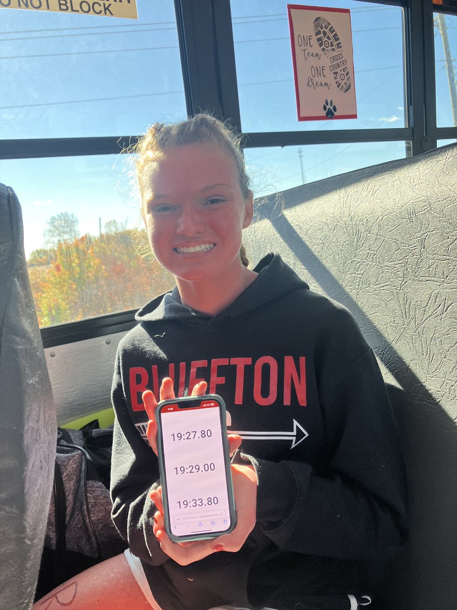 NEW SCHOOL RECORD! Congratulations to freshman Abigail Ramseyer on breaking the school 5K record today with a time of 19:29.0! The previous record was 19:42.8 set by Leslie Sprankles in 2020.