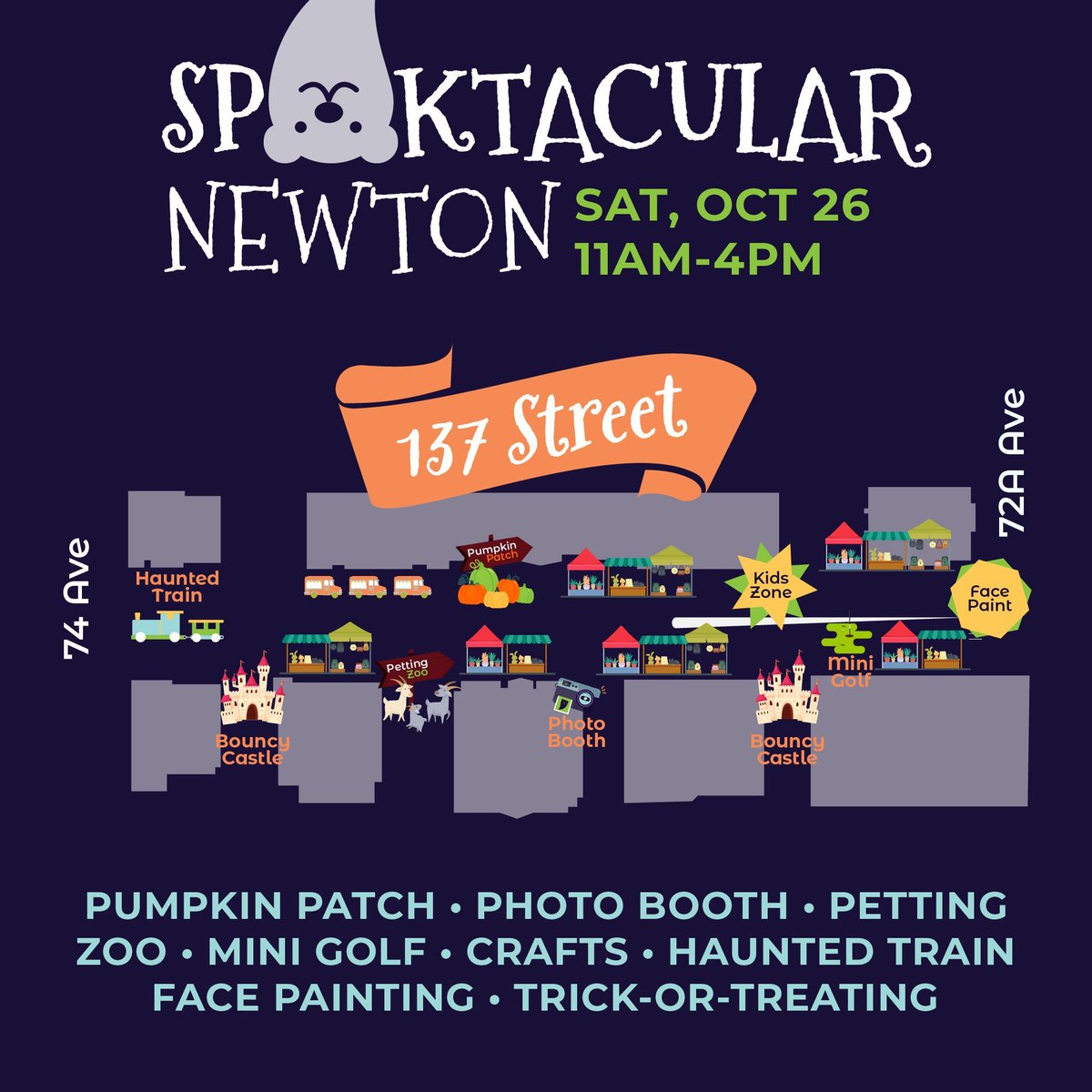 Newton BIA (@newton_bia) on Twitter photo Good Spooktacular Morning! Who's ready for a day of spooky fun? You'll find everything on 137 St b/t 72A & 74 Ave. Fun kicks off @ 11
🍬 Trick-or-Treating
🎃 Pumpkin Patch (By donation <a href="/SurreyFoodBank/">Surrey Food Bank 🇨🇦</a>)
🚚 Food Trucks
🎭 Face Painting & Crafts
🎪 Vendor Market
<a href="/SurreyNowLeader/">Surrey Now-Leader</a> Good Spooktacular Morning! Who's ready for a day of spooky fun? You'll find everything on 137 St b/t 72A & 74 Ave. Fun kicks off @ 11
🍬 Trick-or-Treating
🎃 Pumpkin Patch (By donation <a href="/SurreyFoodBank/">Surrey Food Bank 🇨🇦</a>)
🚚 Food Trucks
🎭 Face Painting & Crafts
🎪 Vendor Market
<a href="/SurreyNowLeader/">Surrey Now-Leader</a>