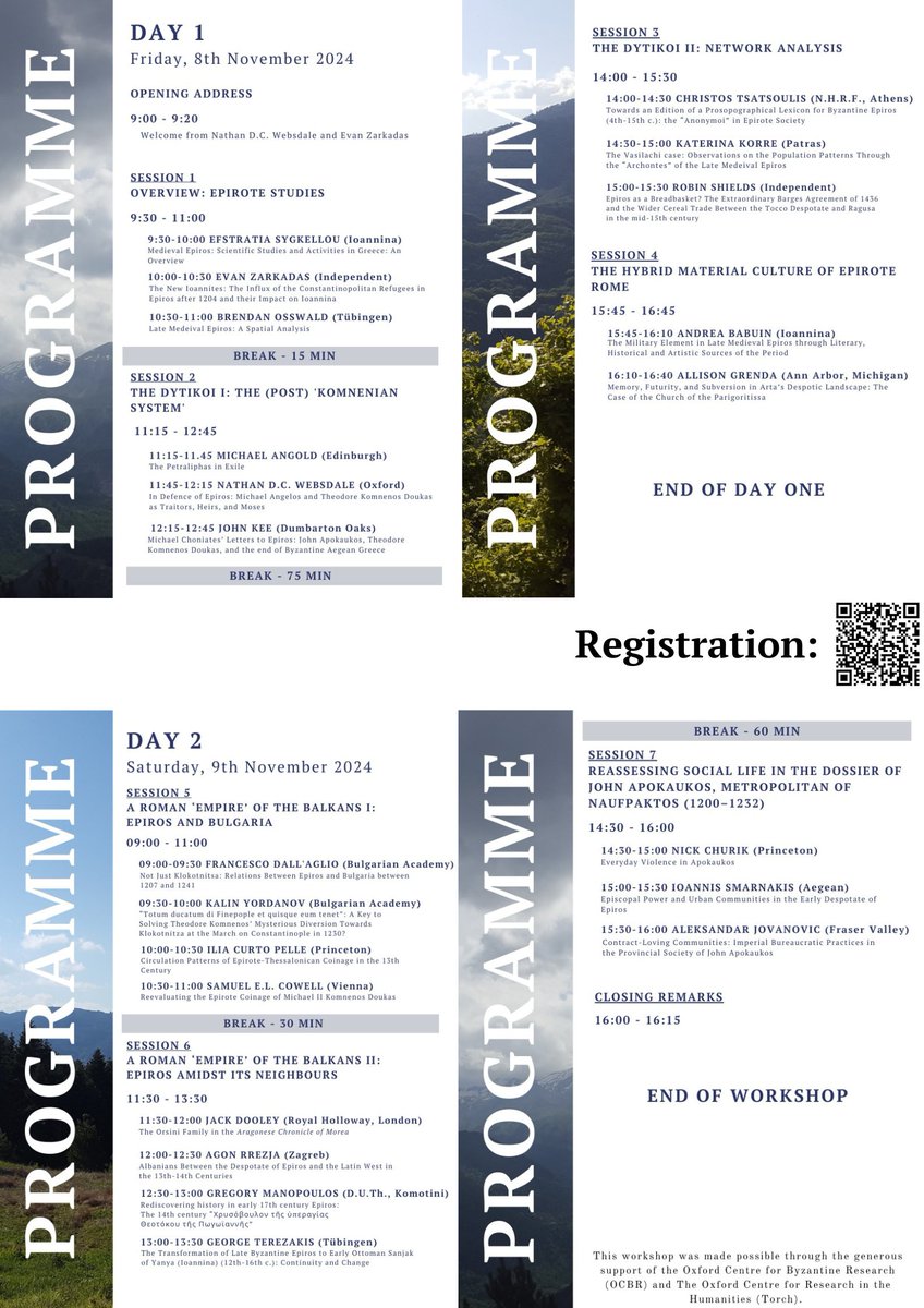 Nathan DC Websdale (@nathwebsdale) on Twitter photo The programme and registration for Epiros: The Other Western Rome is now live. A two-day virtual workshop on Friday 8th & Sat. 9th November. With the generous support of <a href="/OxfordByzantine/">Oxford Centre for Byzantine Research</a> and <a href="/TORCHOxford/">TORCH Oxford</a> this event marks a milestone in collaboration on Epiros and Late Byzantium. The programme and registration for Epiros: The Other Western Rome is now live. A two-day virtual workshop on Friday 8th & Sat. 9th November. With the generous support of <a href="/OxfordByzantine/">Oxford Centre for Byzantine Research</a> and <a href="/TORCHOxford/">TORCH Oxford</a> this event marks a milestone in collaboration on Epiros and Late Byzantium.