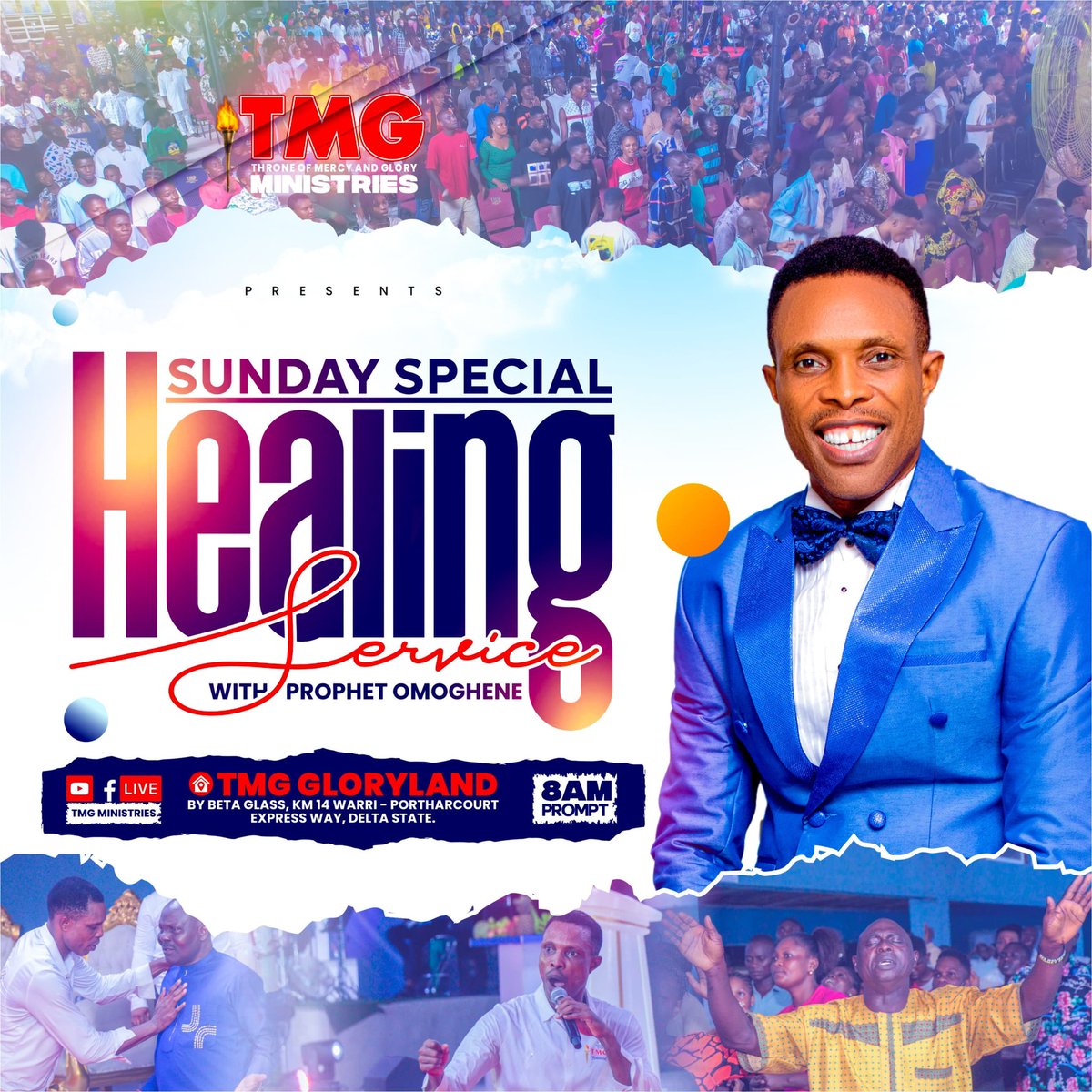 TMGministry15's tweet photo. COME PREPARED, TO RECEIVE YOUR HEALING AT OUR SPECIAL HEALING SERVICE TOMORROW!!!!
#TMGMINISTRIES #THRONEOFMERCY #THRONEOFGLORY #PROPHETOMOGHENEMINISTRY #DELIVERANCE #HEALING #OPENBLESSINGS #FAVOUR #POWERPACKED #THEBLESSINGS #JESUS #ACTIVEGRACE https://t.co/kkUtzWkYKO