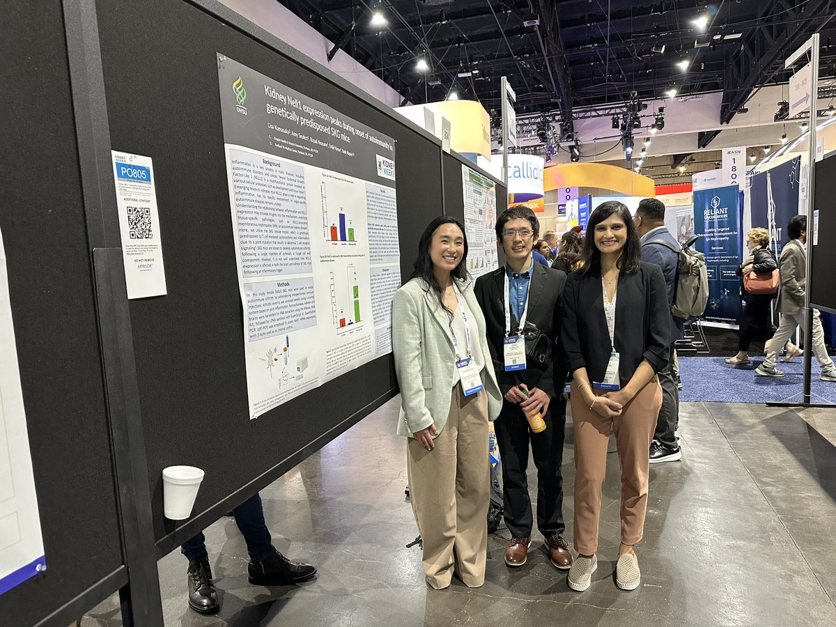 OHSUNephrology's tweet image. OHSU superstars Rupali Avasare, Lisa Kumasaka, and Daike Aomura presenting their work on Nell1 #kidneywk