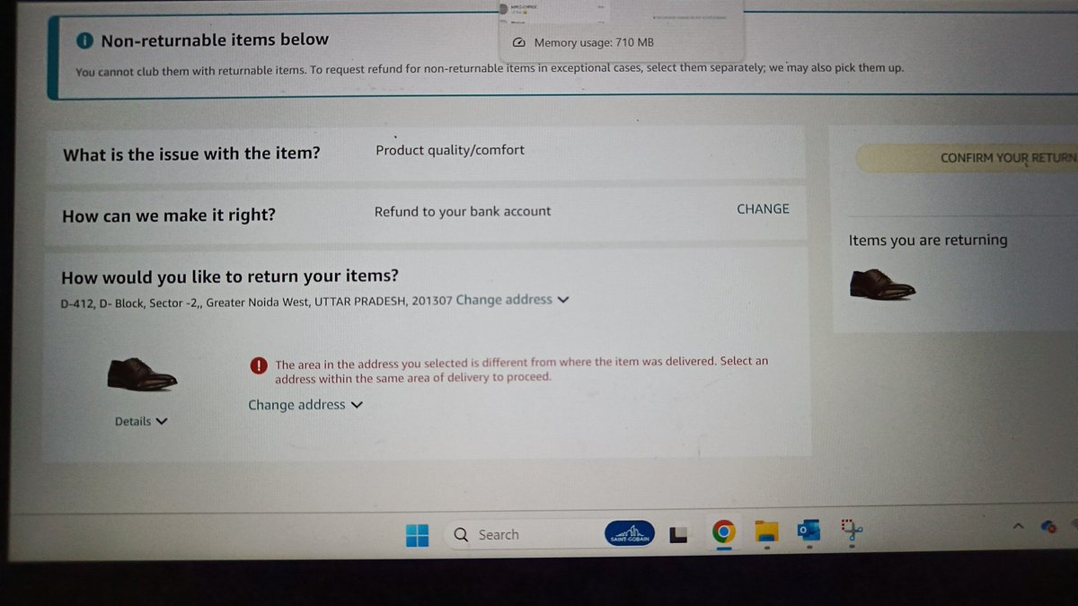 RahulCh99384560's tweet photo. @amazonIN 
Hi Amazon, 
This is to bring in your notice that I am trying to return one of my purchased item and Amazon is not picking the address. Is this new tactic to avoid return?? https://t.co/ohD6iExxdH