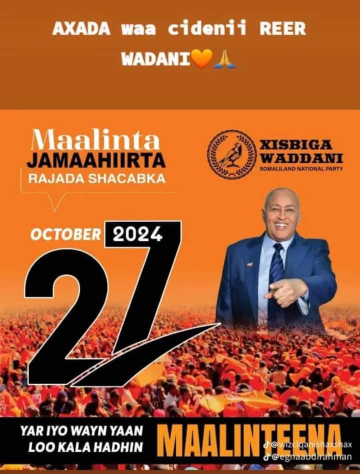 XamariAxmed's tweet photo. Bari hadii allah yidhaa waa malintii xisbiga wadani  27,10,2024 https://t.co/7gRz5og1ew