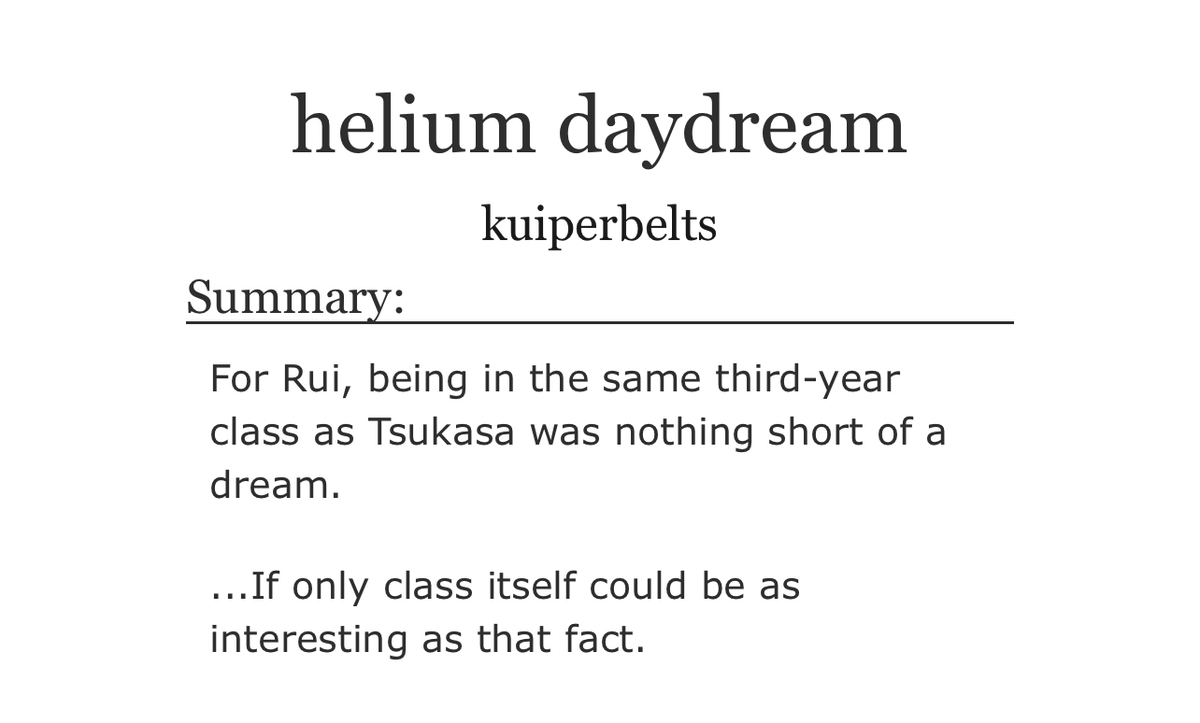 i wrote a short and sweet fic for the <a href="/RuiKasaZine/">🎈🌟🎈Zine ||</a> ! i wanted to try my hand at smth a little different...

my dear friend nana did an illustration to pair with the story. thank you for having both of us! 

read here: archiveofourown.org/works/59975005