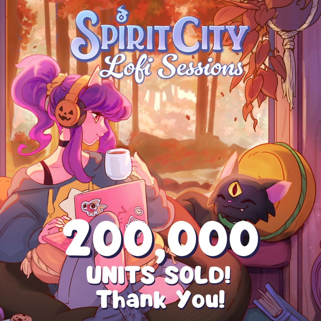 We just reached a huge milestone! Spirit City: Lofi Sessions has sold over 200,000 units! 🎉
We couldn't be more grateful to our amazing community for all the love and support you have been showering us with! 🥹
It's been a little over 6 months since release, and we still have