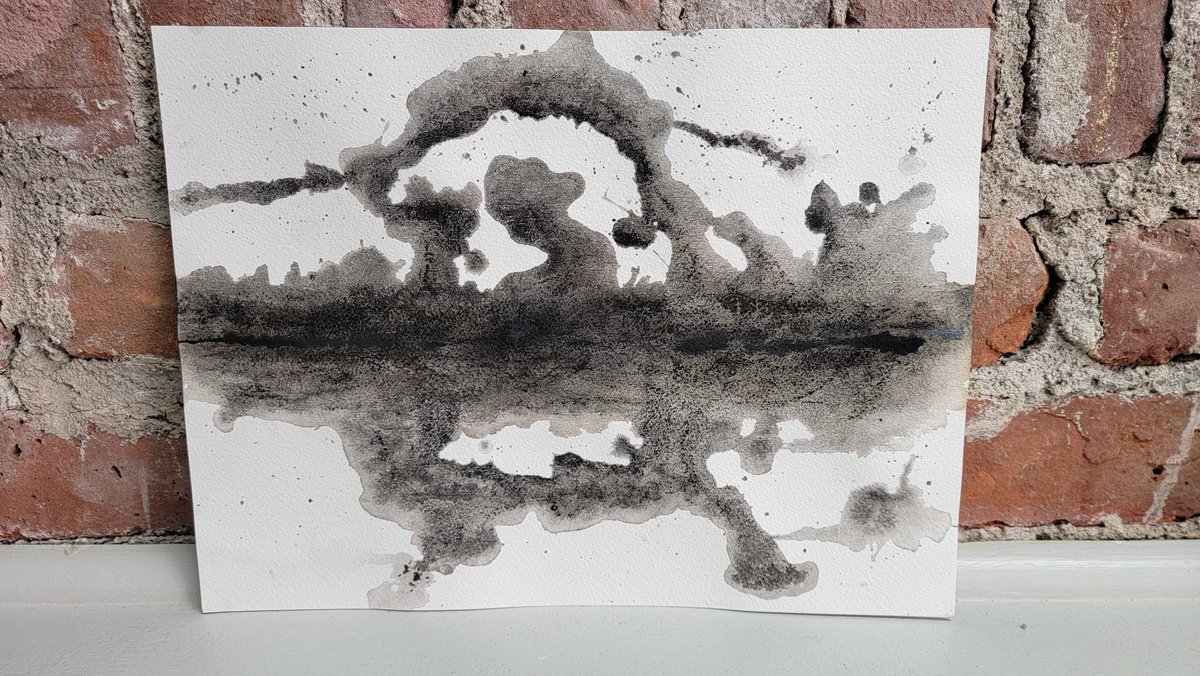 Abstract watercolor and ink by Lisa Shea. Part of our pop-up Macabre Halloween art show! Come by to see it, I am here extra hours today until 5pm! #Halloween #halloween2024 #abstract