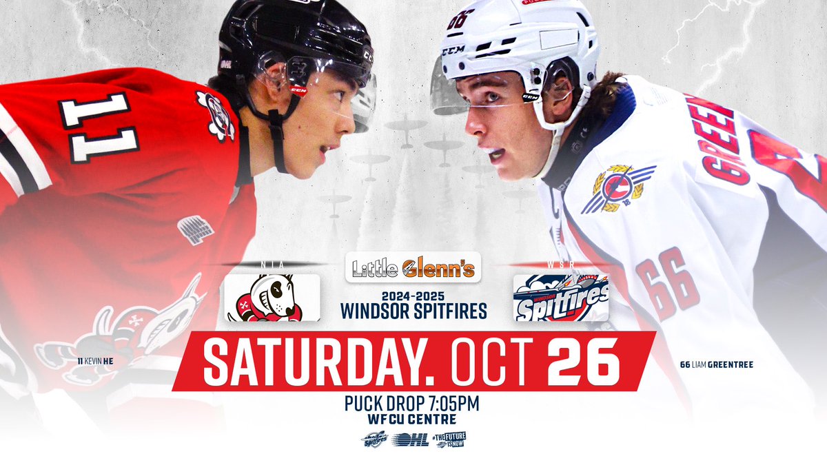 IT’S GAMEDAY! 

The Spitfires take on the IceDogs! 

🏒: 7:05pm
📍: WFCU Centre
🆚: Niagara IceDogs 
📺: YourTV Windsor and CHLTV 
🎙️: AM800
📲: Twitter for live updates 
🎟:  tinyurl.com/SWIFTIENIGHT

#WindsorSpitfires #TheFutureIsNow