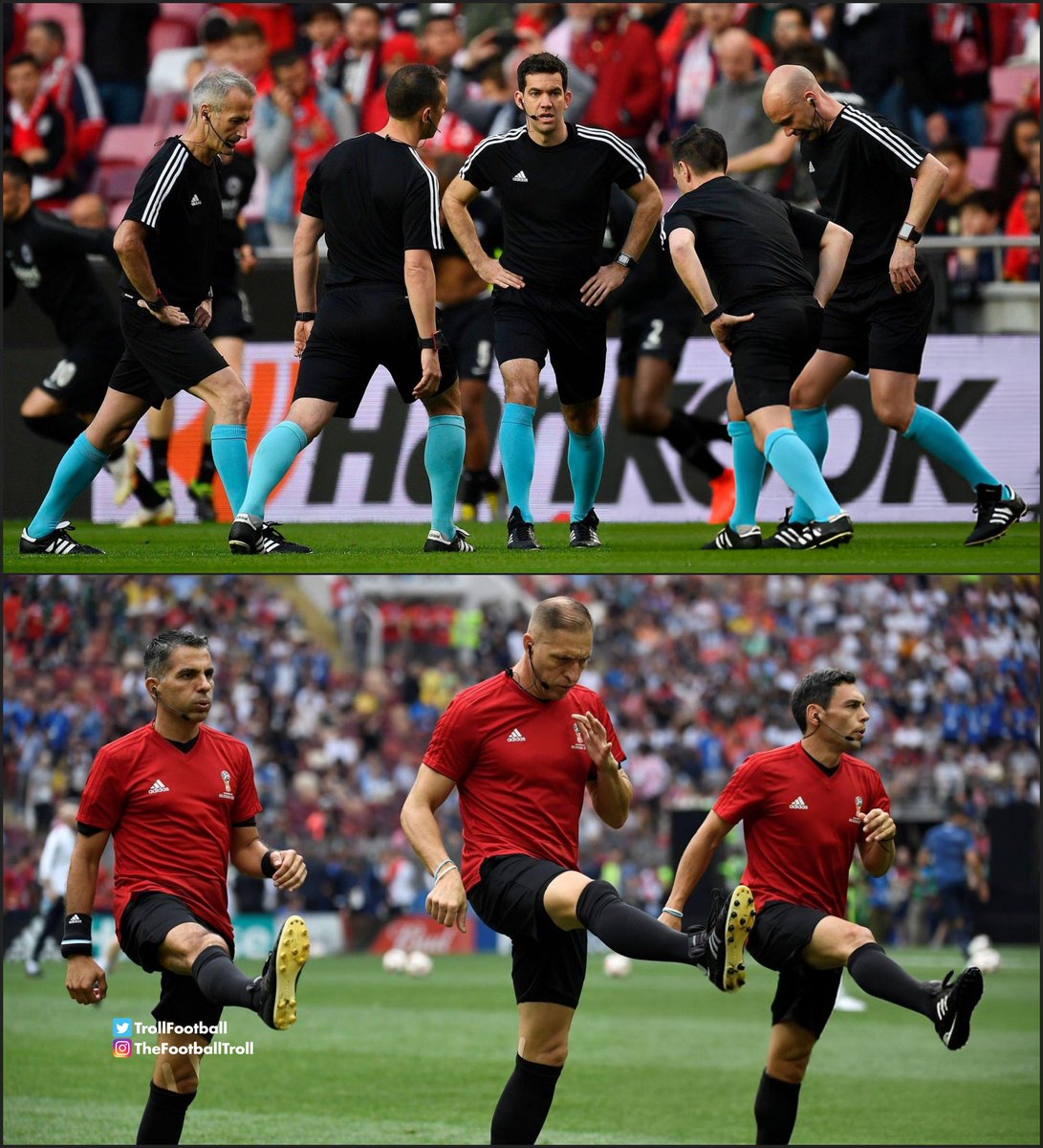 Real Madrid &amp; Barcelona players warming up for El Clasico