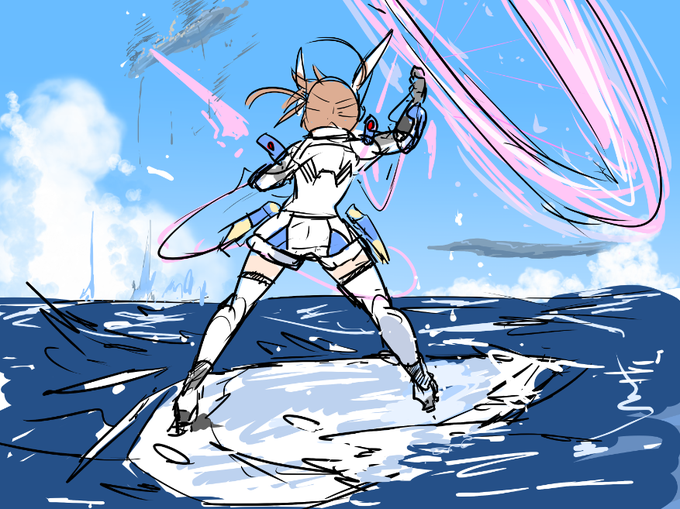 ??「魔法と物理の混合体・・・・だと・・・
道理で魔力センサーが狂うわけだ・・・局所型AMF照射継続、これで遠距離武器は使えまい」
「なにか・・来ます!」
??「あんなもの、届くものか・・・」 