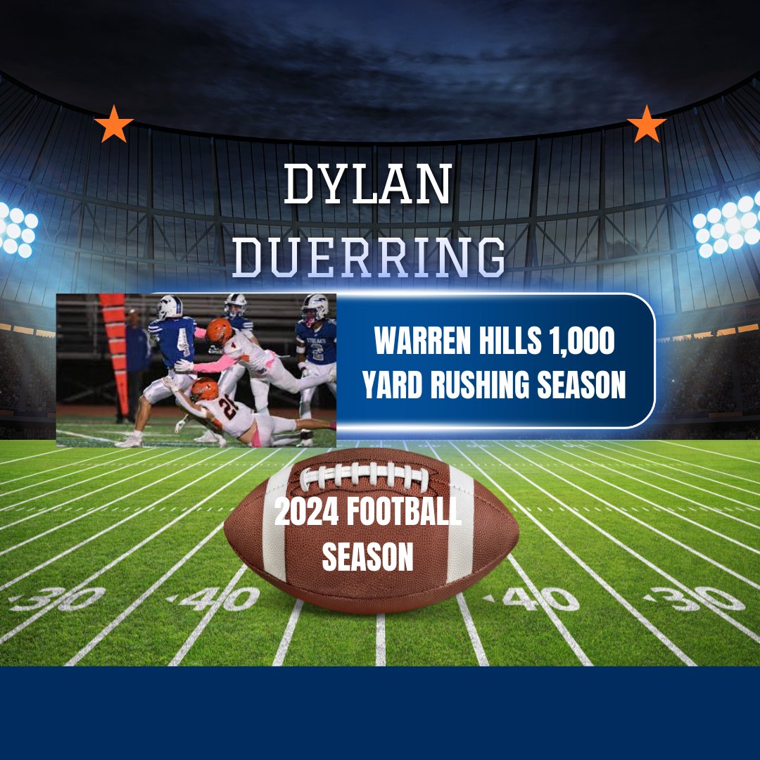 CONGRATS DYLAN!!! 1,000 YARD RUSHING SEASON...WELCOME TO AN ELITE GROUP OF 1,000 YARD RUSHERS IN WARREN HILLS HISTORY...