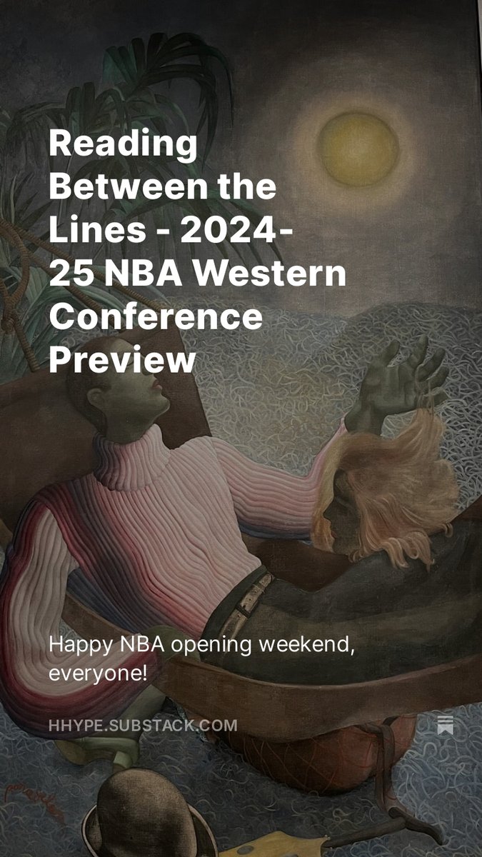 New at League Pass in L'Eixample! As promised... the Reading Between the Lines - 2024-25 NBA Western Conference Preview!

hhype.substack.com/p/reading-betw…